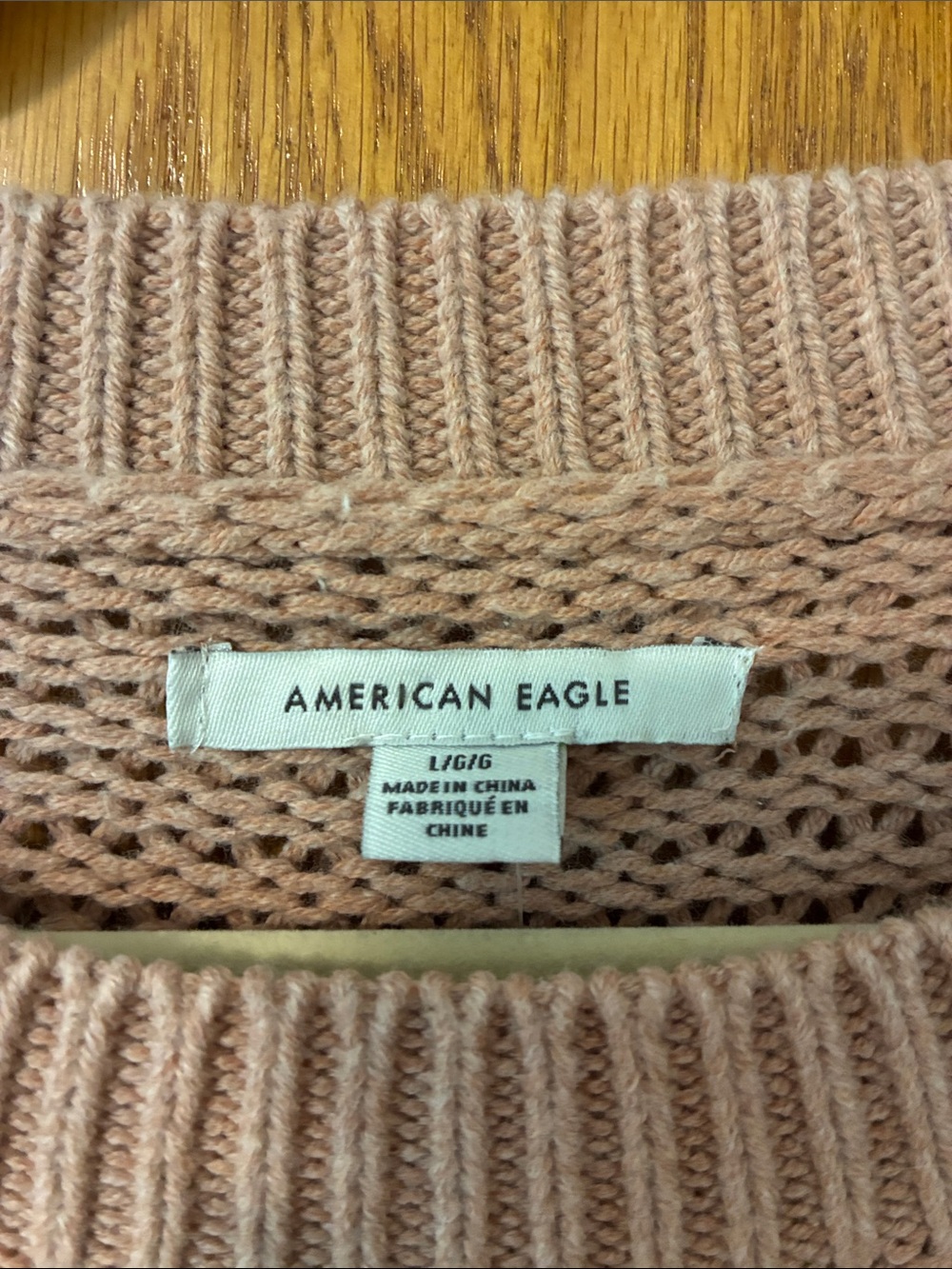 NEW American Eagle Medium Cozy Striped Crewneck Sweater - Baby Pink and Mauve - Picture 2 of 7